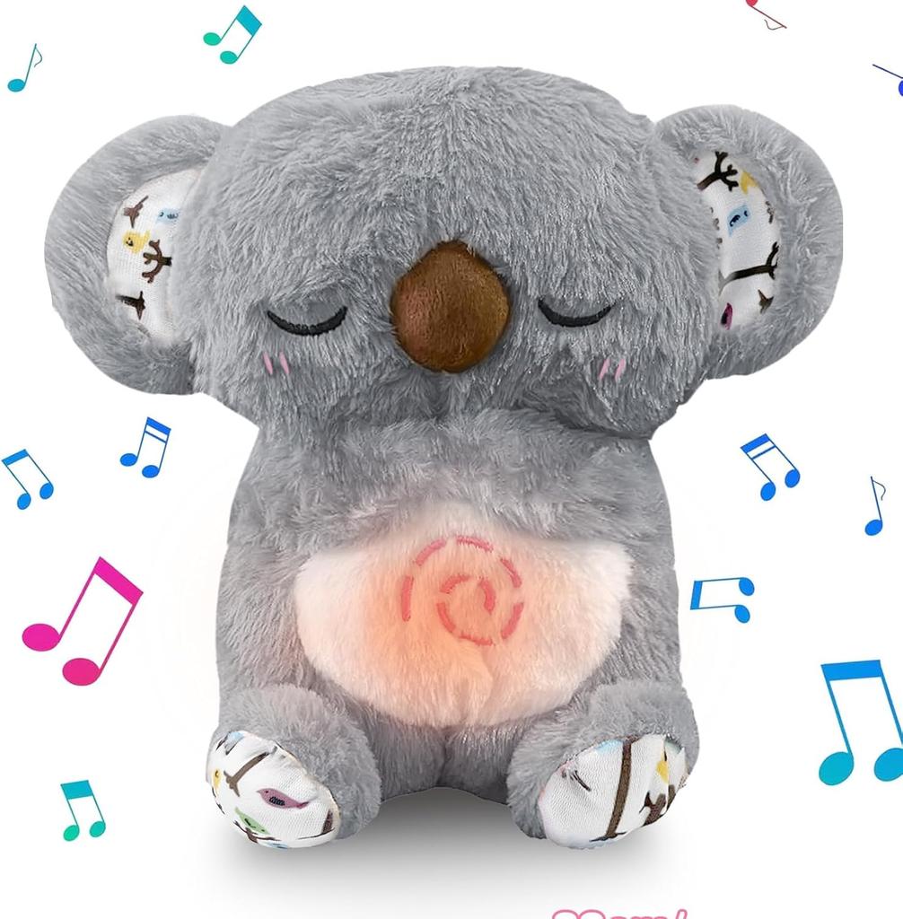Breathing Koala with Light Sound Baby Sleeping Companion Soothe Koala Musical Stuffed Plush Toy Newborn Sensory Comfortable