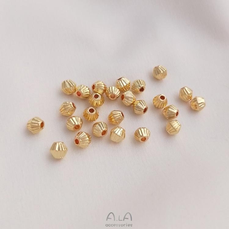 14K Zlato Plněné Barvu Drží Fazetované Dýně & Lucerna Kosočtvercové Korálky Distanční DIY Náramek Šperkařský Materiál