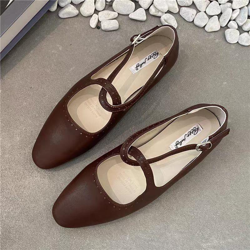 Frühjahr und Sommer 2025 neue Retro-Damen-Mary-Jane-Schuhe mit gekreuzter Schnalle, lässige, weiche, niedrige, bequeme, vielseitige Einzel-Schuhe
