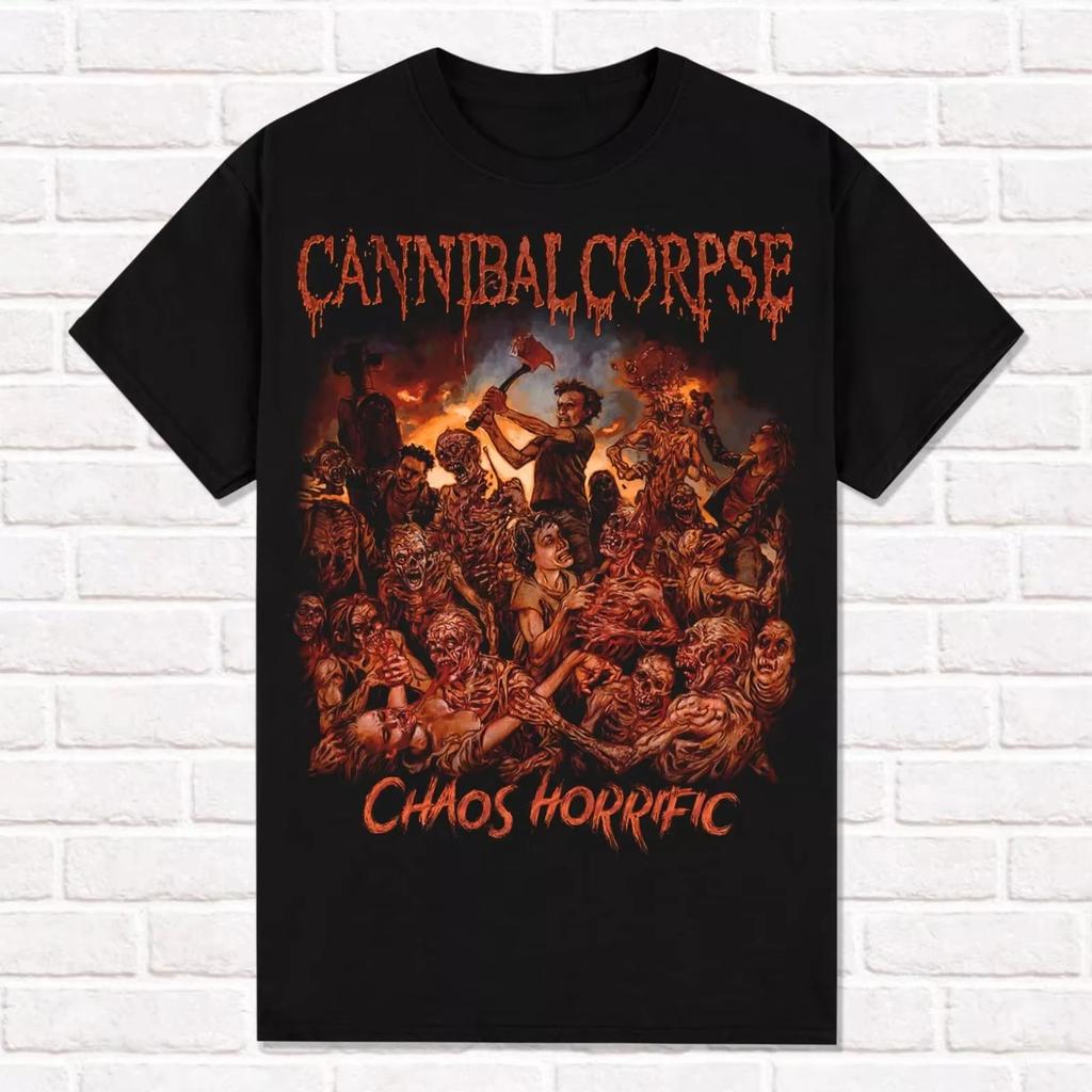 Cannibal Corpse Black T-Shirt Chaos Horrific 2023 Brutal Death Metal Tees Tops Unisex Cotton Short Sleeve High Street