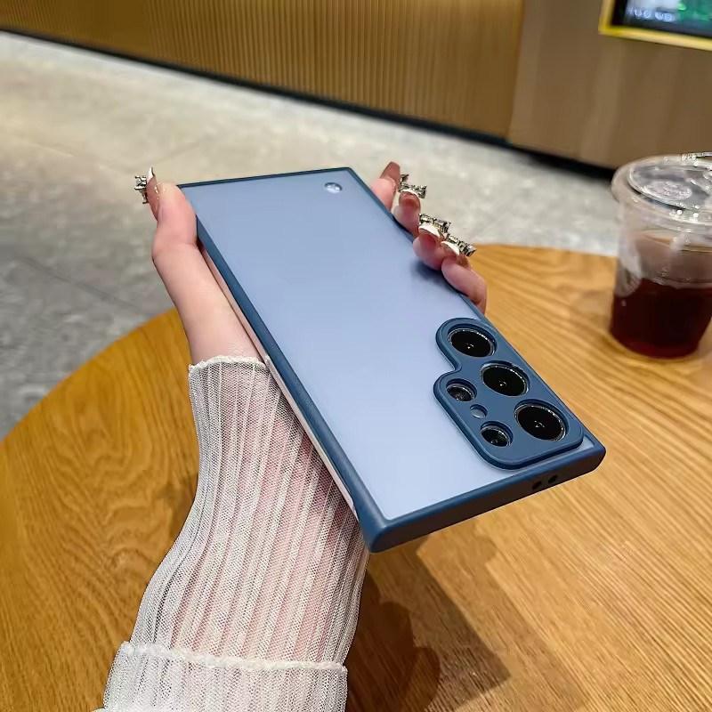 Luxury Matte Transparent Frameless Ultra Thin Case For Samsung Galaxy S25 S24 S23 Ultra Plus Hard Camera Protection Back Cover