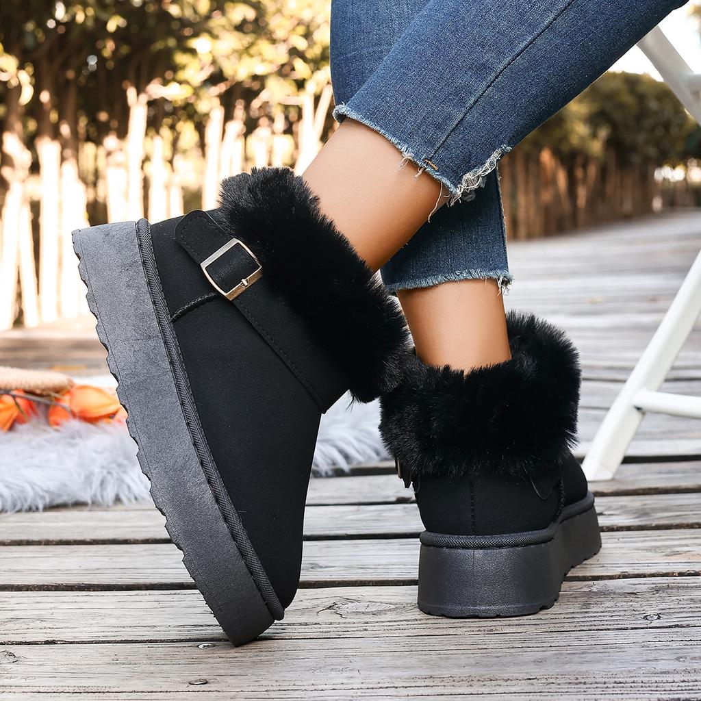 2025 Winter Fashion Retro Casual Snow Boots Soft Soled Comfortable ShoesWomen Warm Non Slip Chunky Cotton Plush Ankle Boots