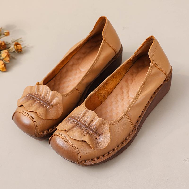 Mode Neu Frühling 3,5 cm Keilabsatz Ballerinas Damen Slipper Damenschuhe Luxus Loafer Damen Handgefertigte Vintage Mokassins Mama Schuhe