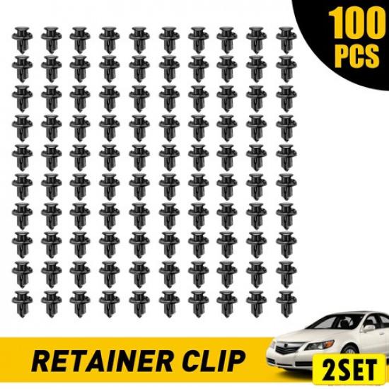 200Pcs Bumper Clips 10mm Hood Fender Push Rivets Retainer Fasteners for Honda US