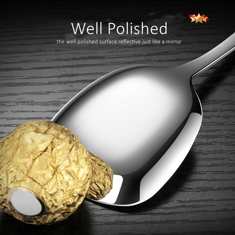 6 Pcs LFGB Certified Pure 304 Stainless Steel Dining Spoons Ultra Thick Flat Head Spoon Shovel-shape Scoop for Rice and Salad4