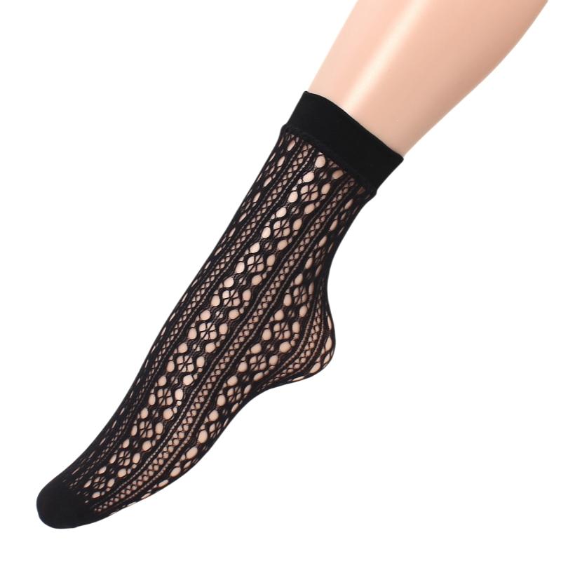 Women Retro Gothic Summer Lace Top Floral Fishnet Ankle Socks Lady Black Nylon Short Lace Stockings 23 Models Shoe Size 5-10