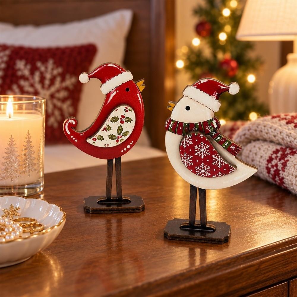 Long Legs Bird Figurine Ornament 2D Flat Holiday Tabletop Decor Christmas Bird Statue Christmas