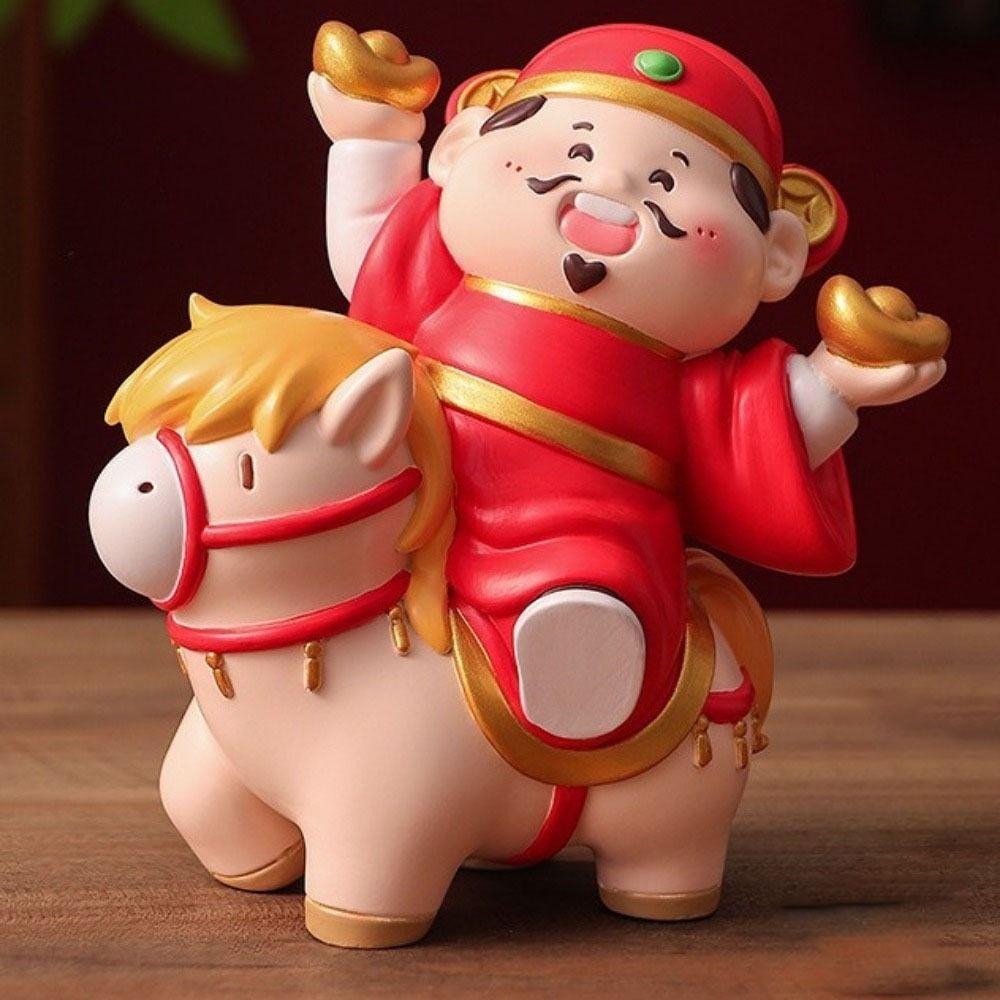 Resin Crafts Horse Year Mascot Ornament Cute Design God of Wealth Decoration  Home Decoration