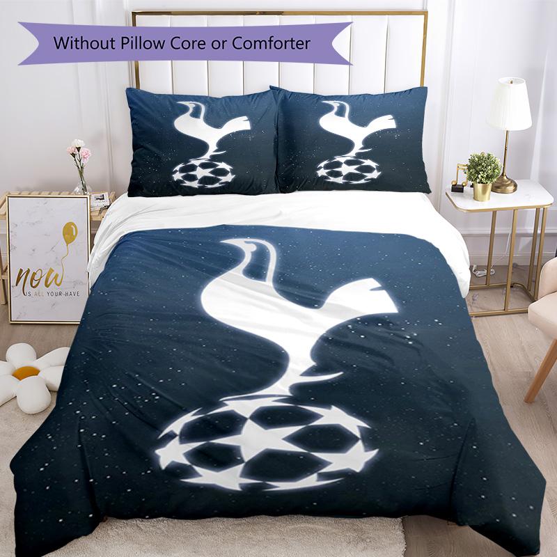 Tottenham Hotspur F.C Design Muster Bettbezug-Set – enthält 1 Bettbezug und 2 passende Kissenbezüge Schlafzimmerdekoration Weihnachtsgeschenke