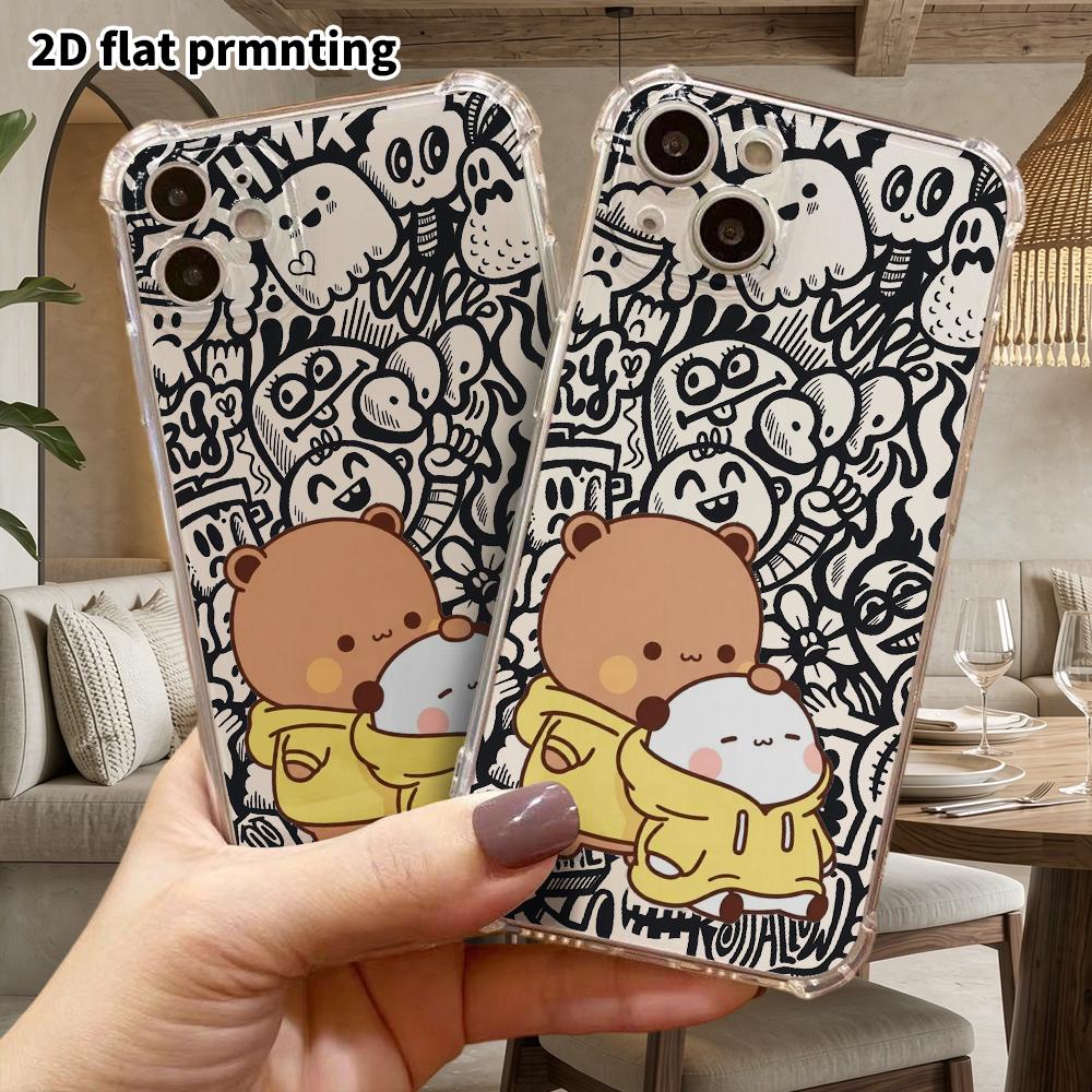 Phone Case: 2D flat suitable for iPhone 18 17 16 15 14 13 Pro, transparent with corner protection, soft and cute, perfect for Christmas and Halloween