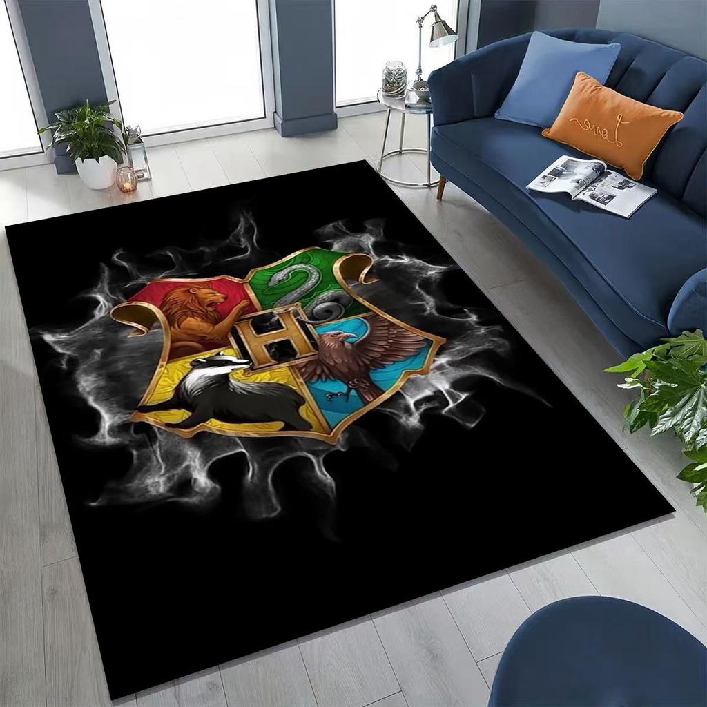 3D Cartoon H-Hogwarts Magic Sign Rug for Bedroom Living Room Sofa Home Doormat Decor, Large Kids Play Non-slip Floor Mat