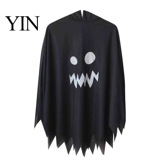 Indoor Outdoor Halloween Aktivitätskleidung Kapuzen Geisterkostüm, Weiß/Schwarz Umhang Kostüm für Kinder Erwachsene, Gruselig Weiß mit Kapuze Party Outfit Welle