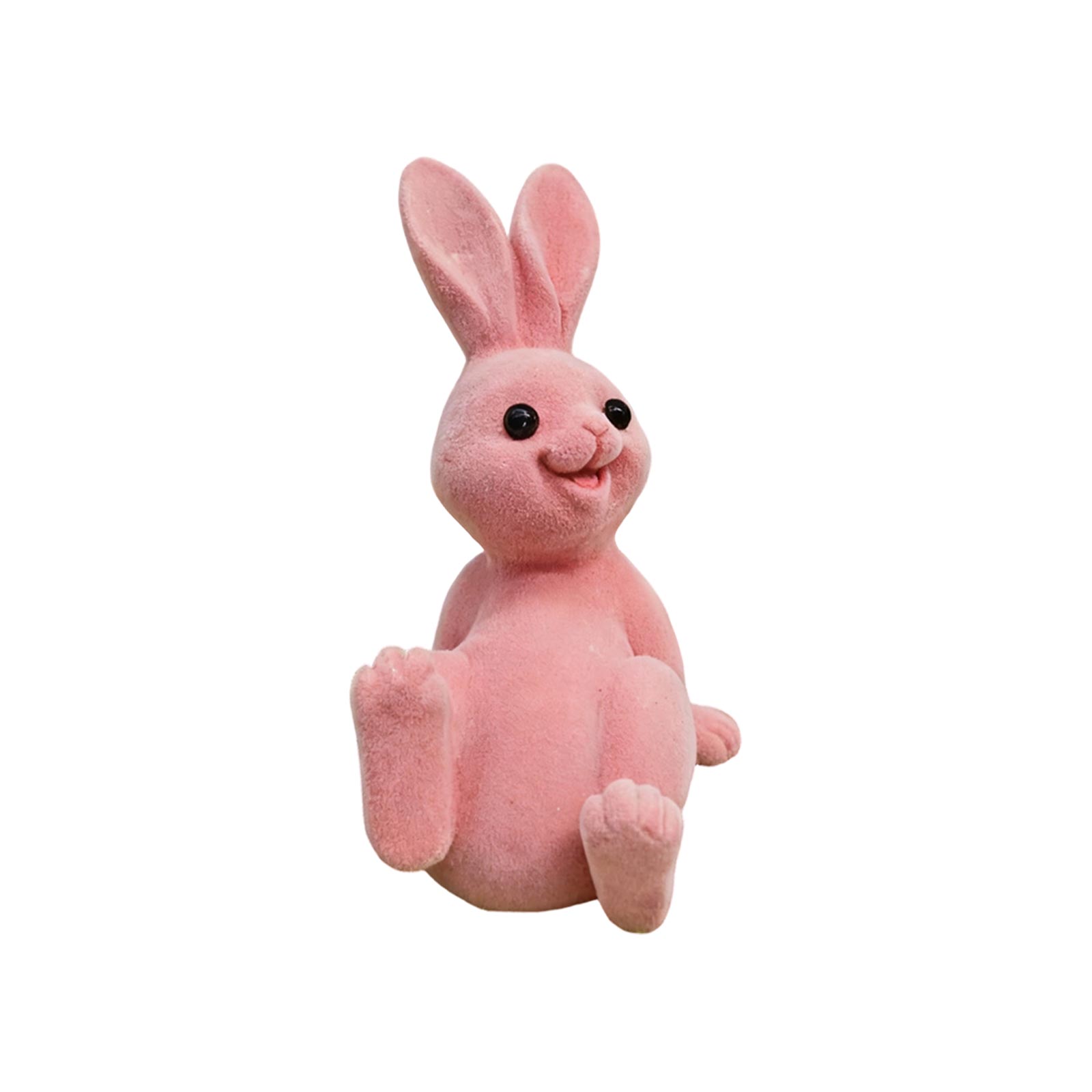 Easter Bunny Figurines, Cute Flocked Artificial Home Decorations.
