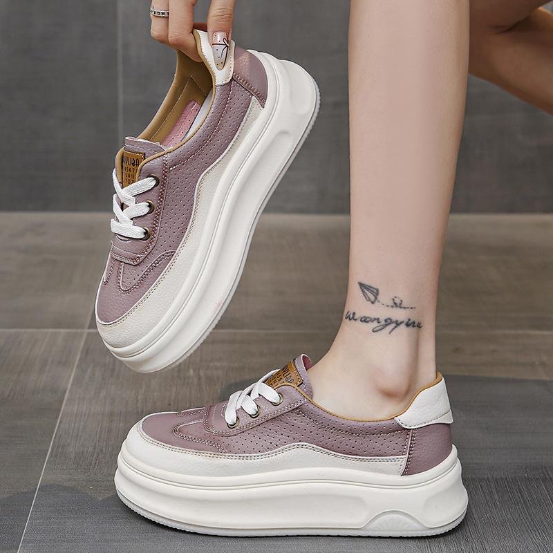2025 New Style Women's Vulcanize Shoes with Increased Height and Thick Bottom for Casual Sports with  Single Shoes