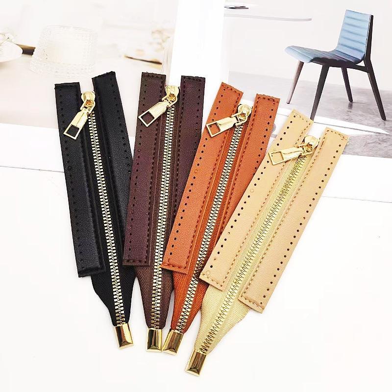 15cm Metal Zippers 5cm Wide PU Gold Close-end Wear Resistant for Handbag Shoulder Bag DIY Sewing Leather Craft Accessories