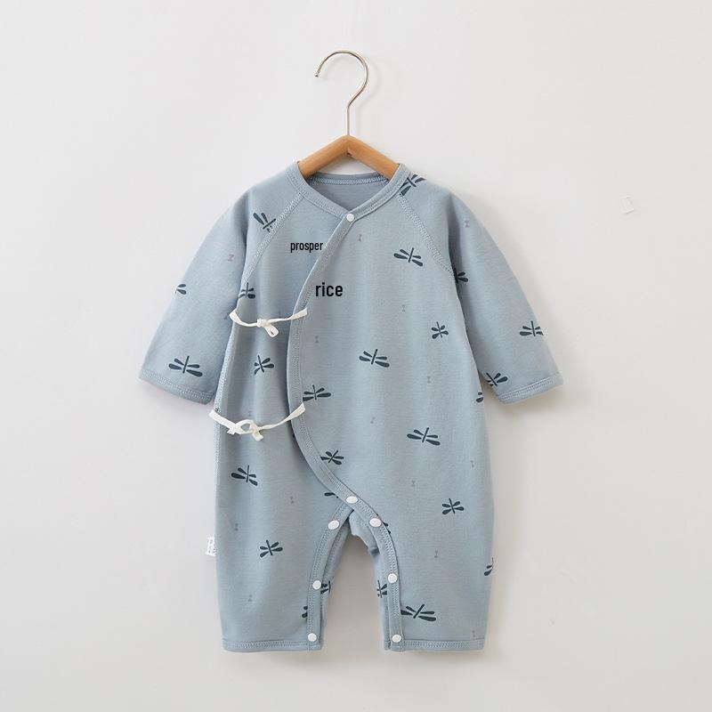 Pure Cotton Long Sleeve Baby Romper with Double Layer Belly Protection - Spring/Autumn Butterfly Harem Suit for Newborns