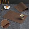 Bowl Holder Mat Faux Leather Placemat Waterproof Heat-Resistant Non-slip Heat Insulation Dishwasher Coffee Stain Prevention Safe Rectangle Dining