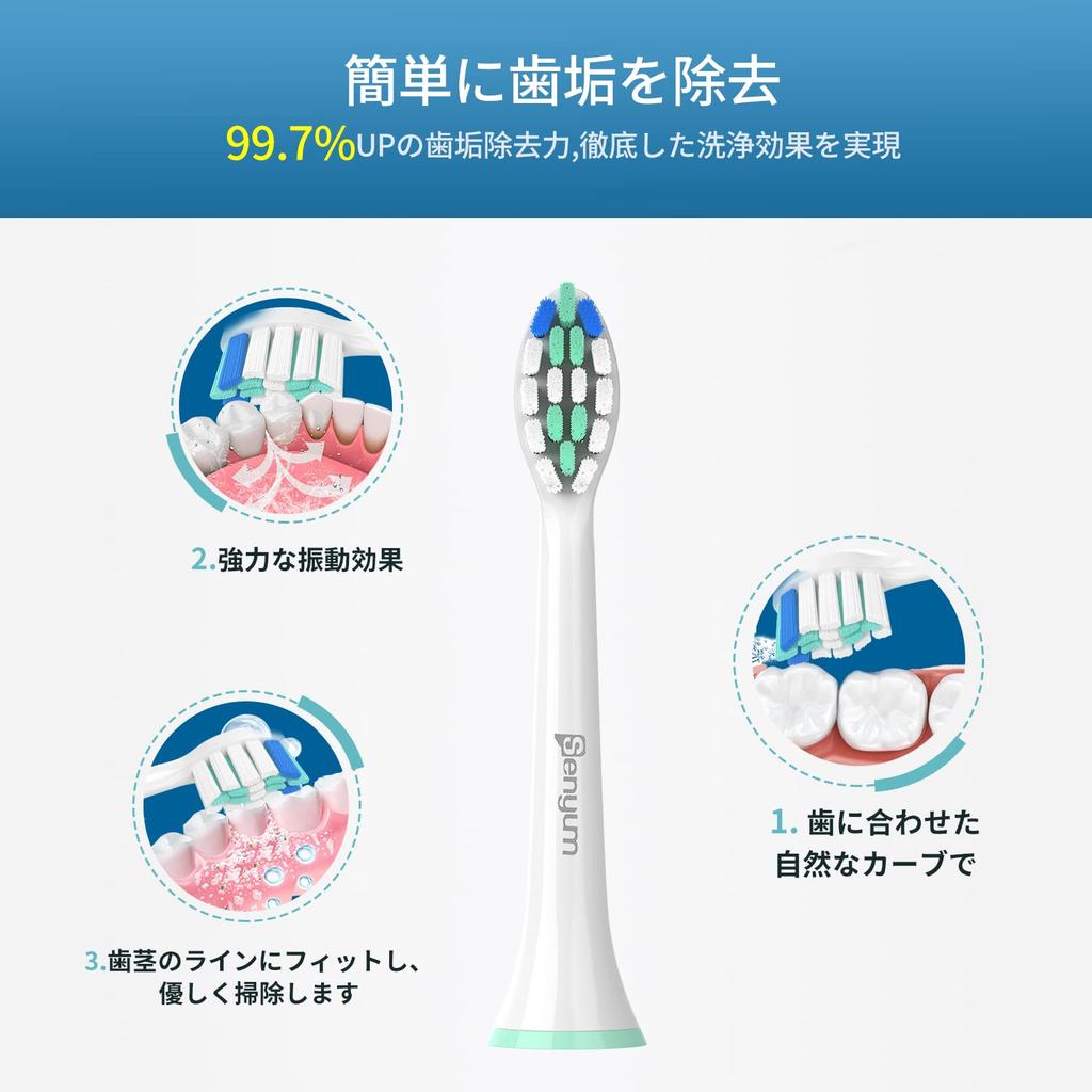 Senyum Electric Toothbrush Replacement Brush Sets for Philips Compatible Sonicare Replacement Brush Sets White Brush Sonicare, (8 Sets)