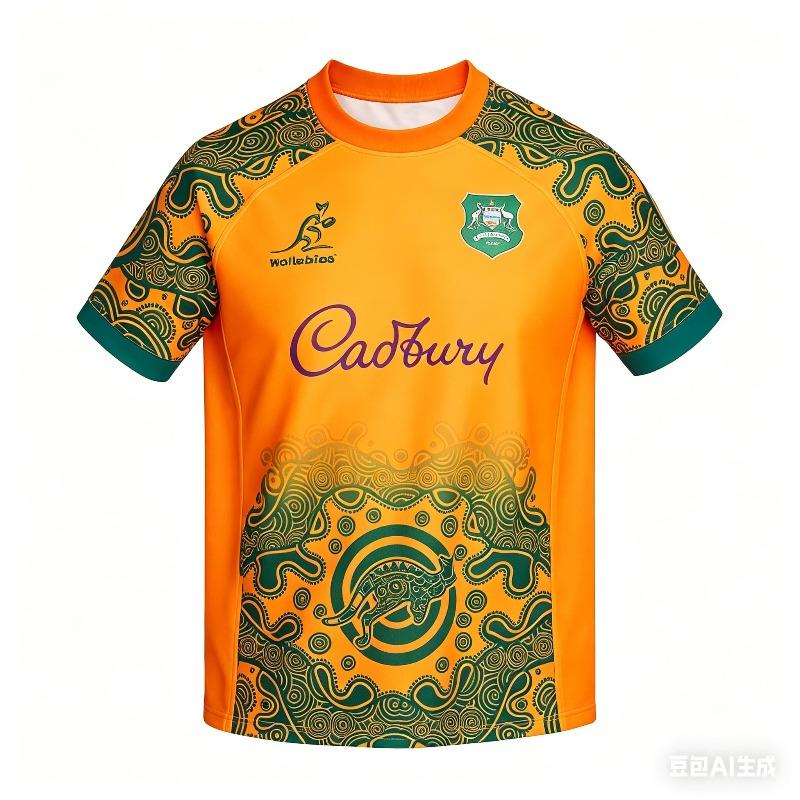 Australien Rugby Trikot Herren Atmungsaktiv Training Fußballshirt Kängurus Wallabies Retro Lässig Kurzarm Uniform für Fans