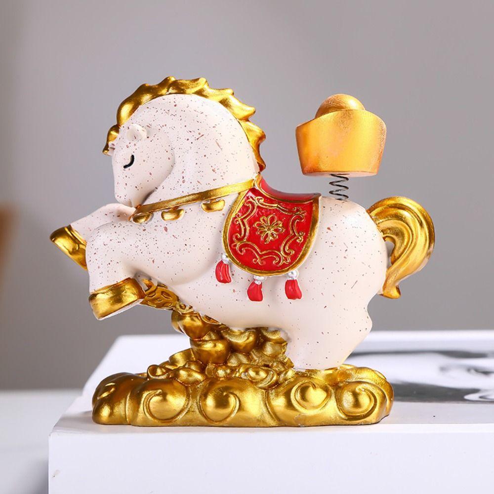 Chinese Style New Year Mascot Miniature Resin Zodiac Ornaments Gift Horse Figurine  Office