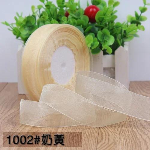 50yards 25mm Organza Chiffon Ribbons Wedding Party Decoration Handmade Ribbon Gift Wrapping Hair Hat Bows DIY Cloth Accessory