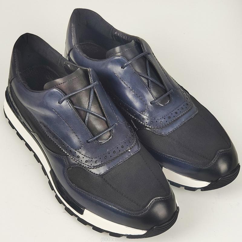 Fashion Men's New Men's Color Low Top Sports Shoes Handmade Cowhide Fabric Splicing Lace-up Casual Shoes Zapatos Sapat A22