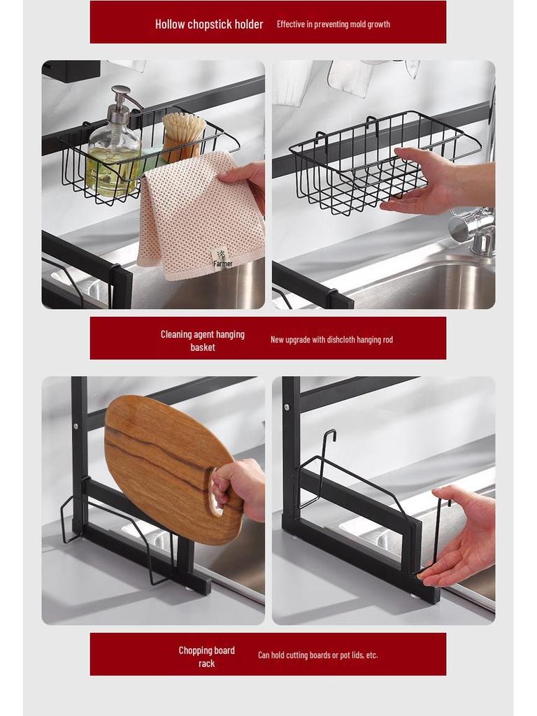 Multifunctional Kitchen Sink Organizer: Drying Rack for Dishes, Utensils, and Knife Holder