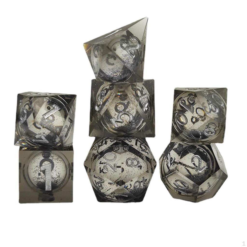 7 Pcs Polyhedral Sets for DND Table Board Roll Playing Games, D8 D10(0-9) D10(0) D12 D20