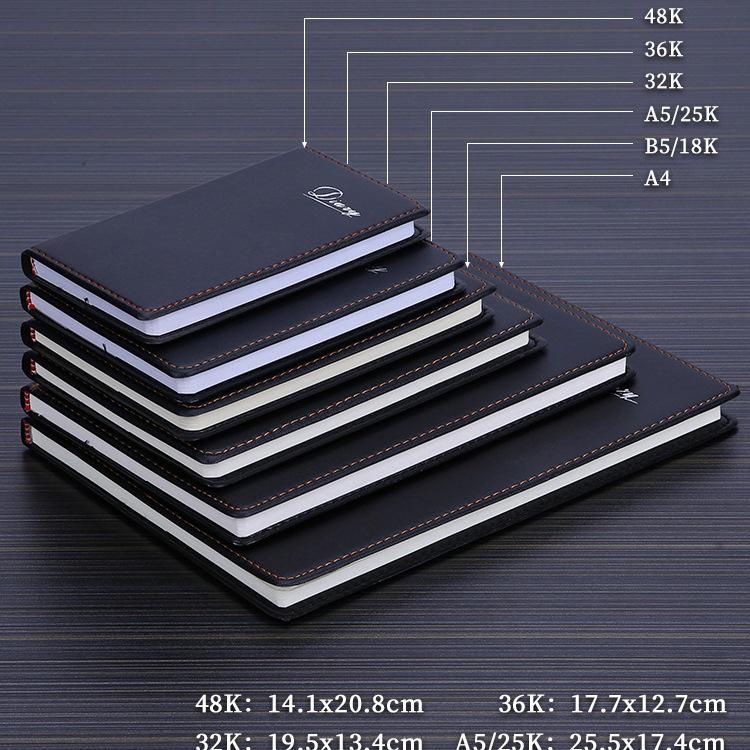 Black Leather A4 Notebook Journal with 16k Leather Cover - A5/B5 Notepad for Business, Office, or Meetings