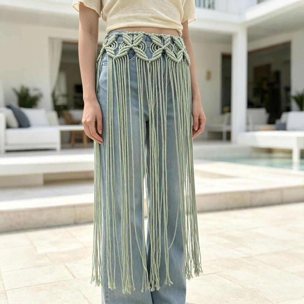 Bohemian Netted Fringe Waistband Decorative Tassel Fringed Waist Belt Women's Waist Accessory