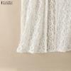 ZANZEA Women Casual Round Neck Sleeveless Lace Long Cardigan Tops