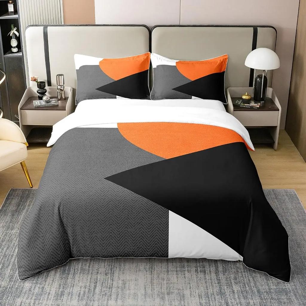 Geometric Duvet Cover For Kids Boys Comforter Cover Set Twin Size Strip Lines Bedding Set With 2 Pillow Case 3Pcs Bedroom Decor