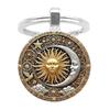 Compact Charm Keychain Galaxy Star Sun Moon God Vintage Design Key Ornament for Everyday Accessory