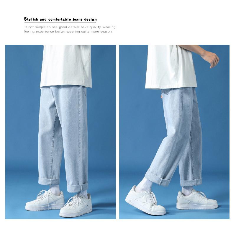 Men's jeans 2026 new style loose straight casual long pants wide-leg pants