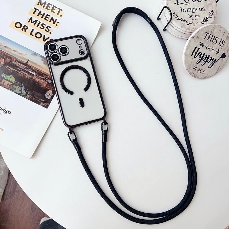 

Magnetic Lanyard Case For iPhone 17 Pro Max Air 12 13 14 15 16 Plus Magsafe Shockproof Crossbody Strap Cord Clear Fashion Cover for iPhone 17&Case & Strap
