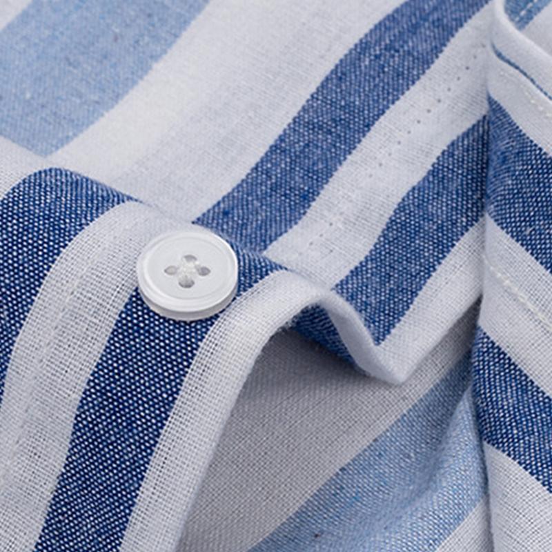 Wiosna Jesień Oxford Tkany Bawełniany Męski Koszule z Długim Rękawem w Paski