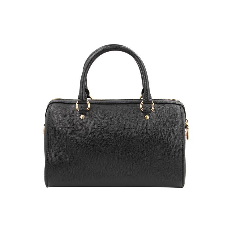 COACH Rowan Cross Grain Leather Boston Bag, One Shoulder Handbag, Crossbody Bag Large Women's Pure Black 79946-IMBLK