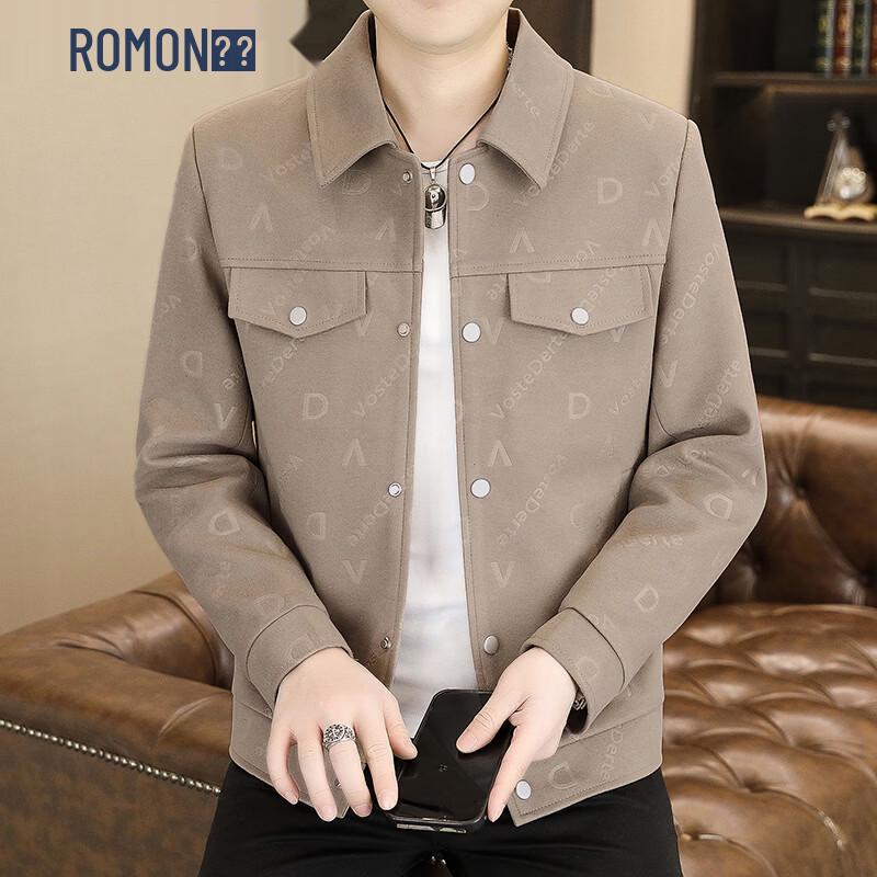 Romon Men s Lapel Printed Spring/Autumn Jacket XL