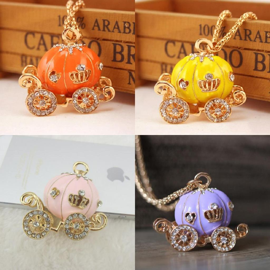 Colorful Unisex Key Chain Pumpkin Carriage Car Key Crystal Pendant For Every Occasion