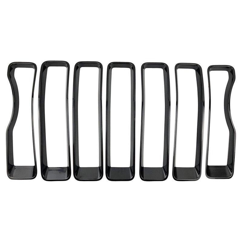 ABS Gloss Black Front Mesh Grille+Headlight Trim Cover  For Jeep Wrangler JL 2018  Accessories