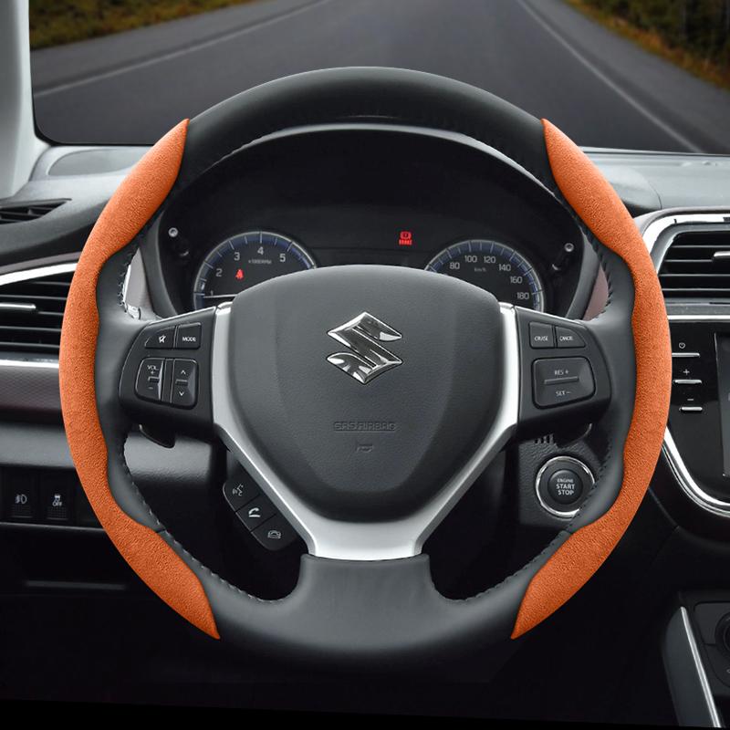 Suitable for Suzuki Anti-Slip Buckle Segmented Suede Steering Wheel Cover Suitable for Swift Sport Sx4 Grand Vitara Ly Jimny Solio Alto