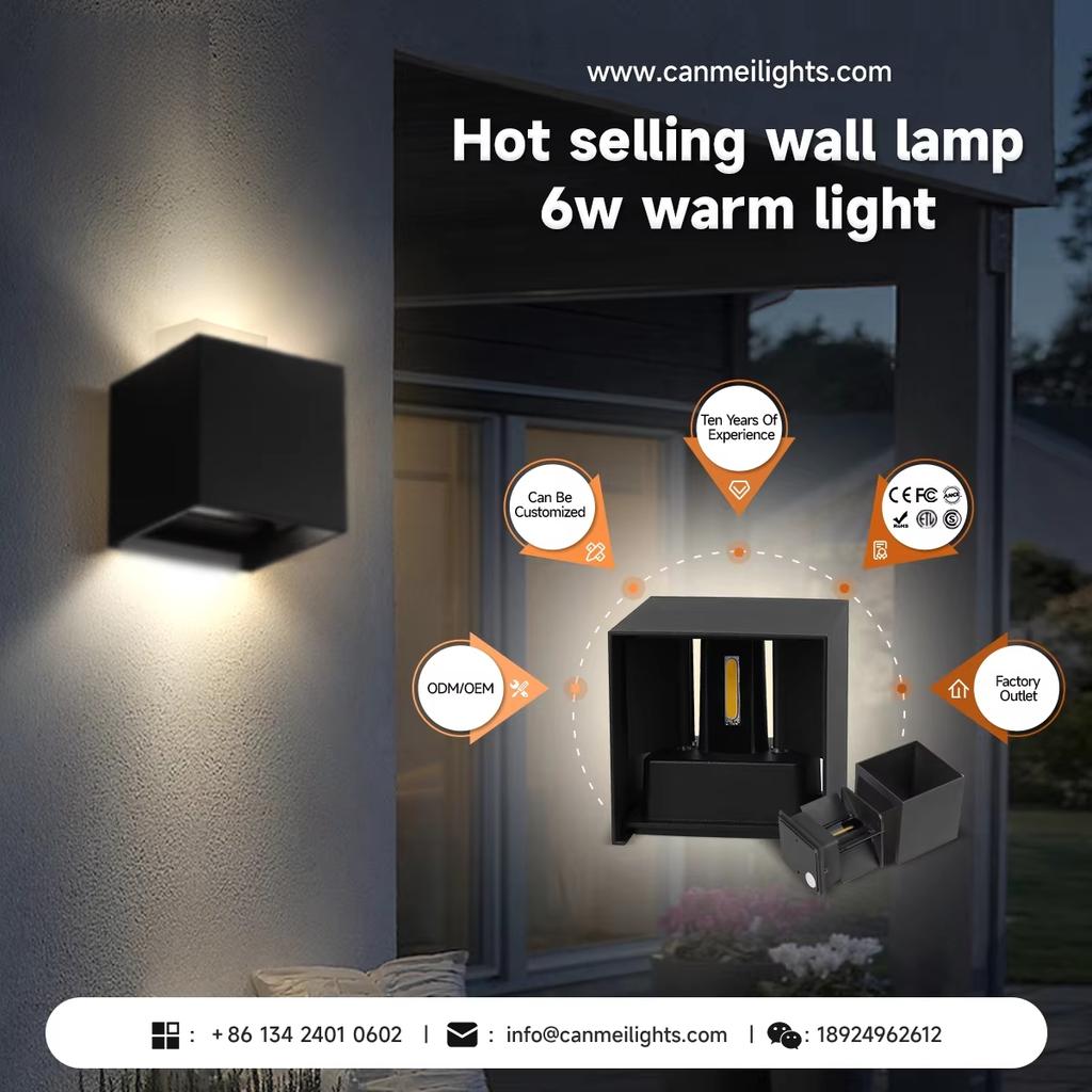 Modern Outdoor Staircase & Garden Waterproof Black White Square High Brightness LED Aluminum Wall Lamp