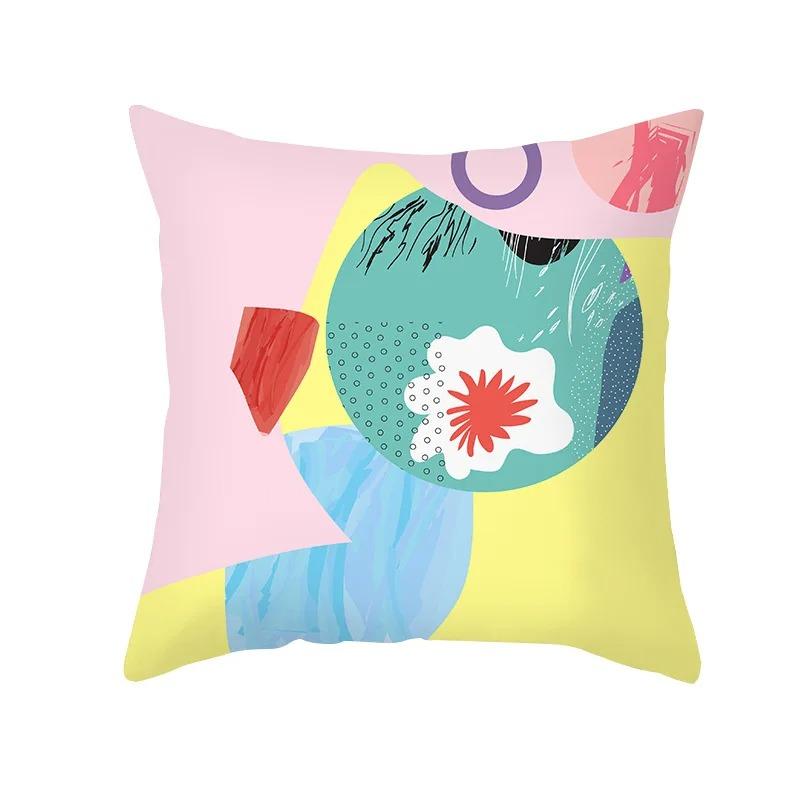 Pink Blue Abstract Decorative Pillowcase Office Living Room Car Ornaments Home Pillowcase