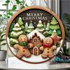 Gingerbread Man Cabin Theme Round Wooden Hanging Plaque Natural Solid Wood Texture Winter Festive Wall Sign Home Xmas Party Holiday Decor
