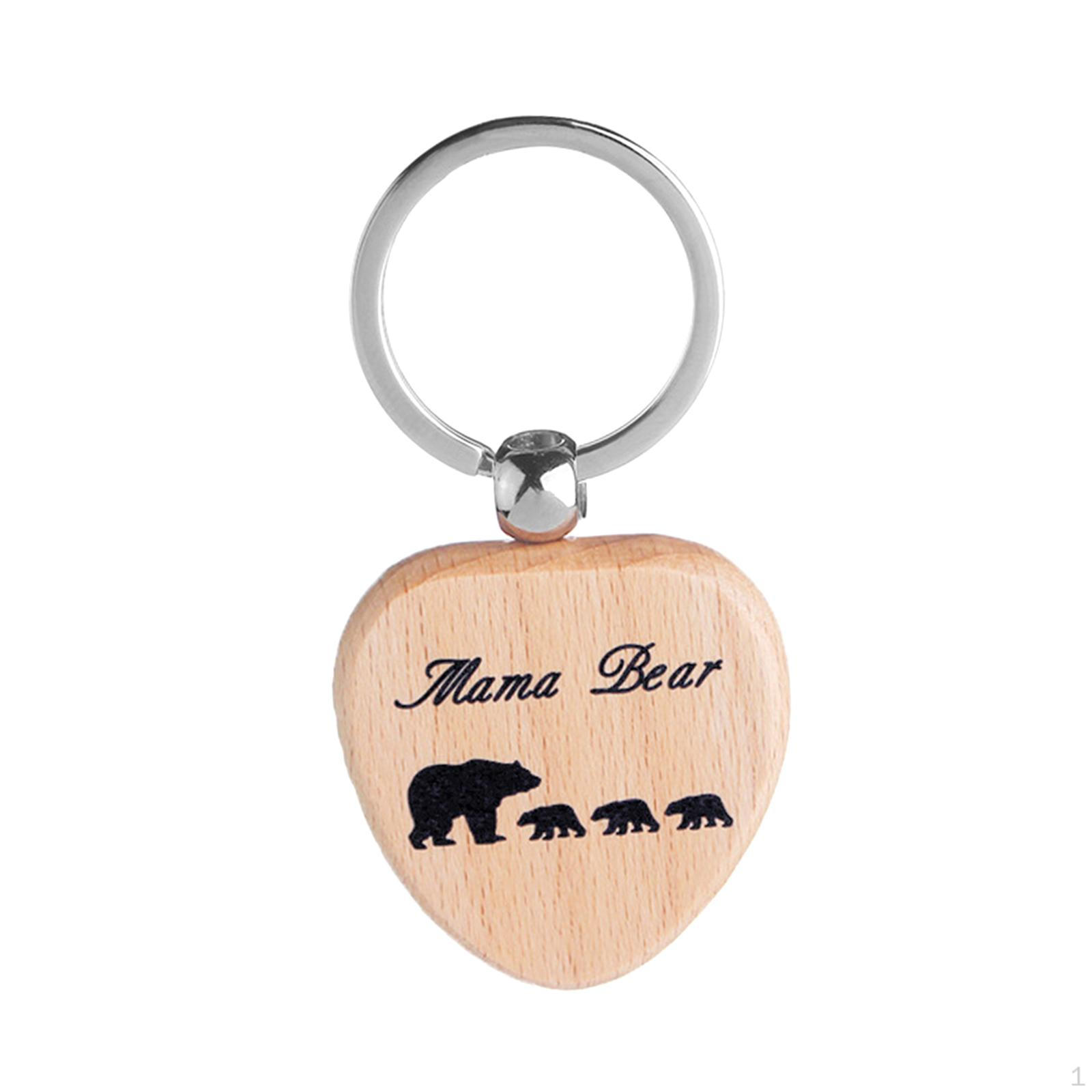 

Mother s Day Keychain, Letter Creative Gift for Best Mom, Wooden 3 Small Bear