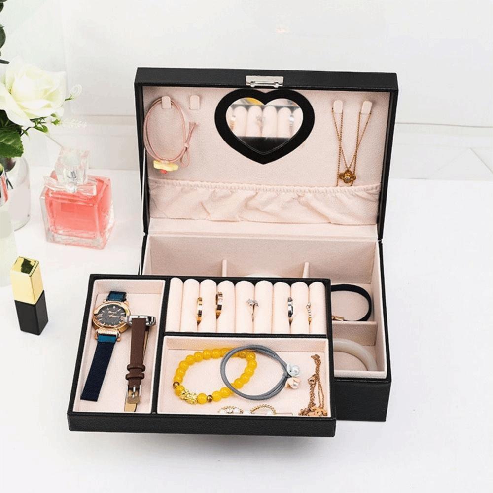 Large Capacity Jewelry Storage Box Dustproof Cosmetics Box Double Layer Jewelry Box for Home