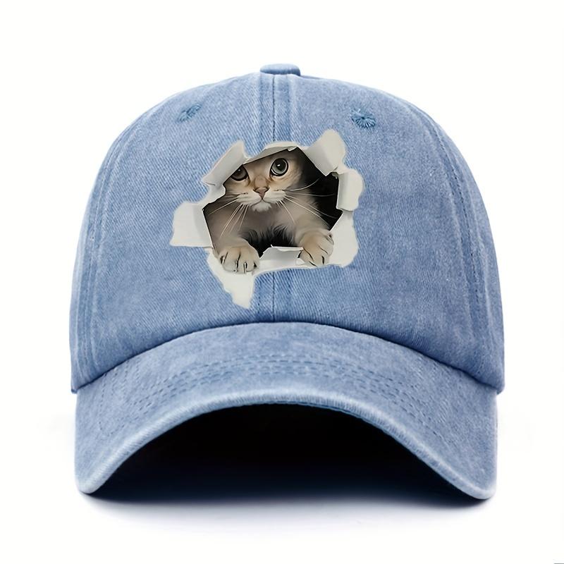 Cute Cat Designed Baseball Cap with Retro Sun Protection and Durable Animal Themed Printing Technology