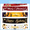 Cheerful Merry Christmas Banner Sign With Festive Santa And Gift Patterns For Indoor And Outdoor Use