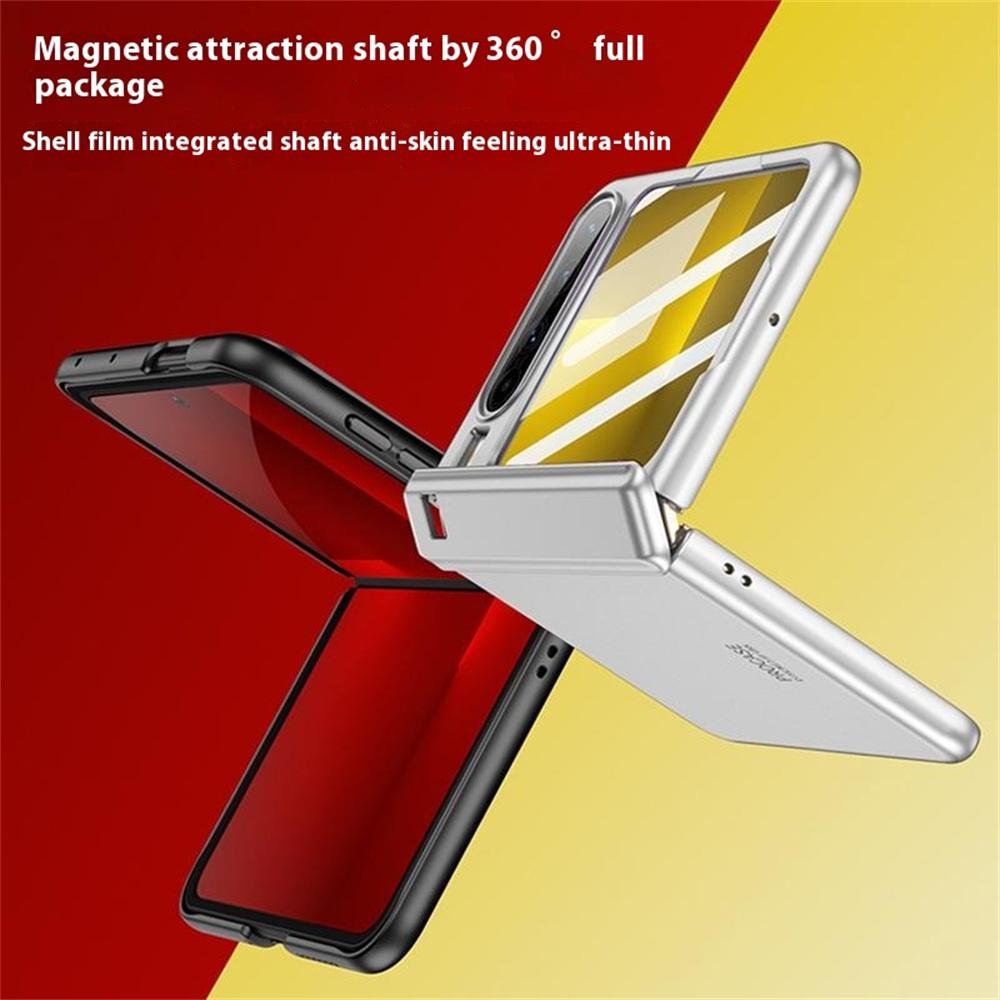 

For Huawei Pura X Case with Magnetic Hinge PC Phone Cover with Films Silver