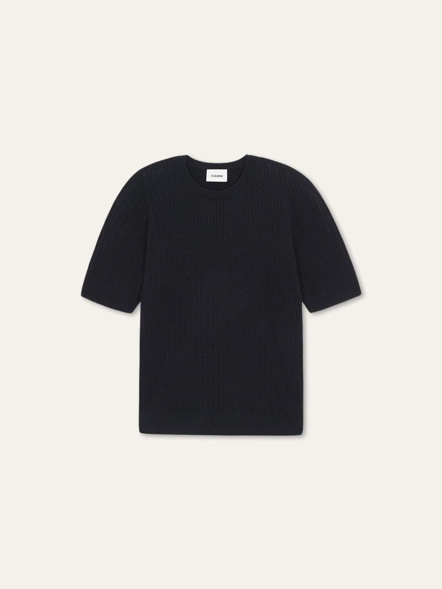 Kani Summer Cable Sweater(Black) 48
